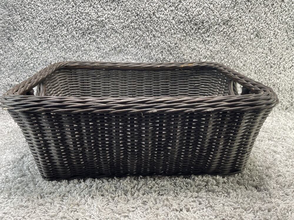 Wicker Basket Decorative Accents Storage Home Rectangular Dark Brown Color